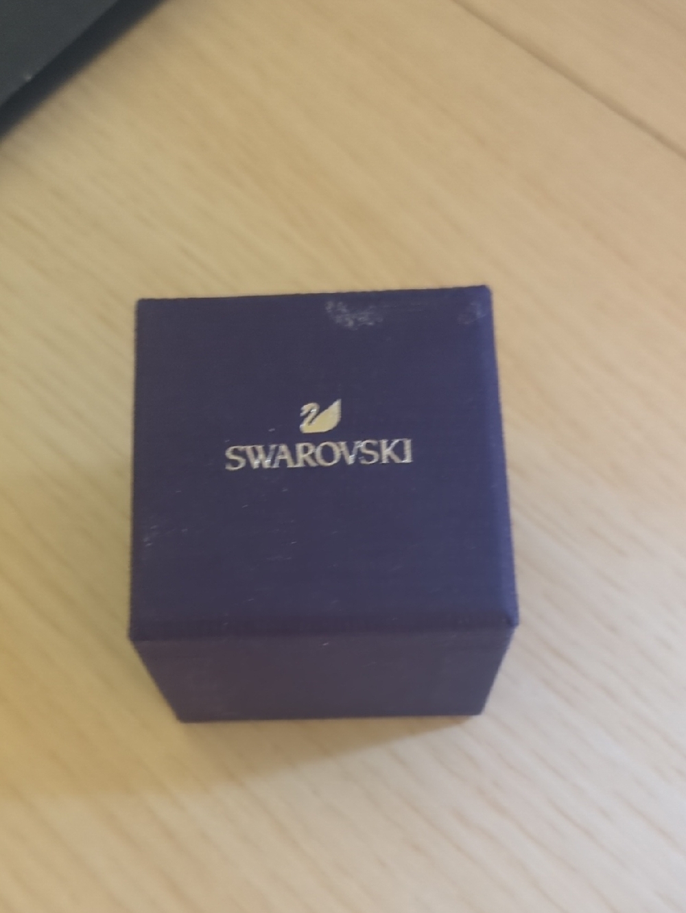 Swarovski Blue Ring Box with Gold Logo